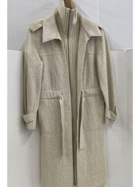 McD Beige Merino Wool Angora Blend Layered Trench Coat Size 40 (US 4/6)